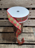 1.5" Red and Green Plaid Wired Ribbon 50 yd Roll