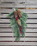 28" Mixed Pine Teardrop with Large Pine Cones