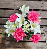 Pink and White Rose and Lily Bush