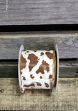 2.5" Cow Print Wired Polyester Ribbon 10 Yd Roll