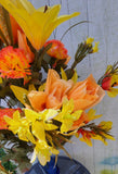 30" Silk Fall Yellow and Orange Bush x38