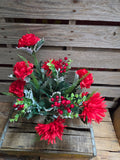 Red Carnation Mum and Berry Bush