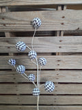 29" Black and White Harlequin Ball Stem