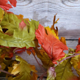 5' Flame Orange Silk Oak Leaf Garland