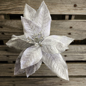 13" silver Velvet Poinsettia