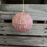 3.5" Rose Gold Glitter Ball Ornament