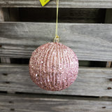 3.5" Rose Gold Glitter Ball Ornament