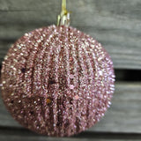 3.5" Rose Gold Glitter Ball Ornament