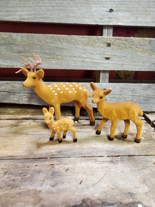 Flocked Deer Family