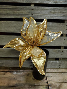 Gold Metallic Large Poinsettia clips