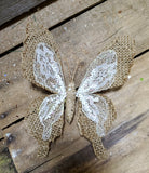 7" Burlap Butterfly Clips