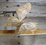 7" Burlap Butterfly Clips