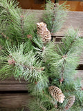 Flocked Artifical Pine Wreath with Pine Cones