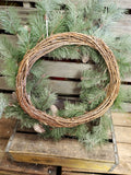 Flocked Artifical Pine Wreath with Pine Cones