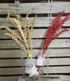 31" Glitter Leaves Spray Gold or Red