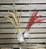 31" Glitter Leaves Spray Gold or Red