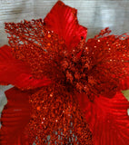 Red Glitter Velvet Poinsettia