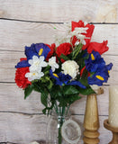 Close out silk red, white and blue bush