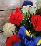 Close out silk red, white and blue bush