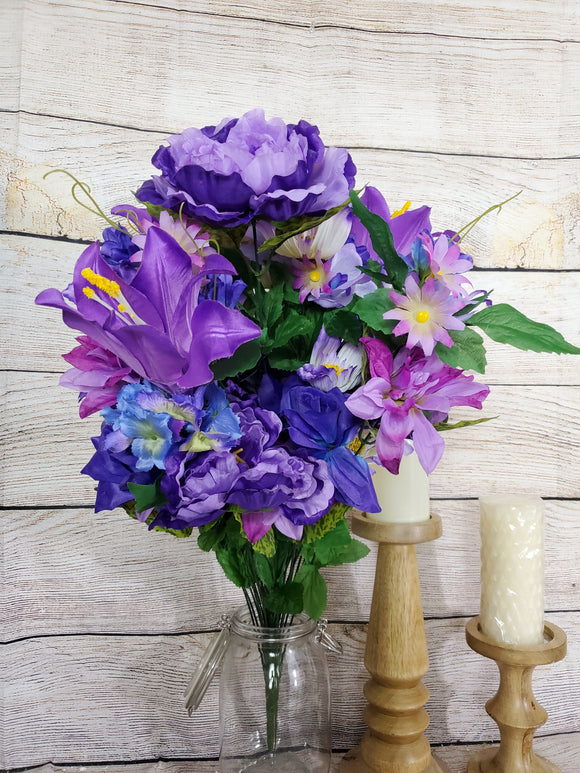 Purple Large Silk Floral Bush