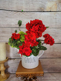 17" Red Geranium Bush x 8