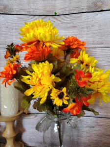 Fall Silk Mum, Zinnia, Sunflower Bush