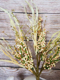 20" Beige Berries and paper Grass Mixed Spray