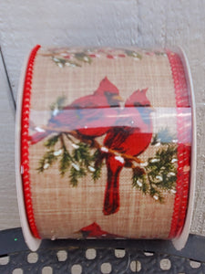 2.5" wired Cardinal Ribbon 10 yd Roll