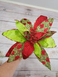 13" Harlequin Red and Green Poinsettia Stem