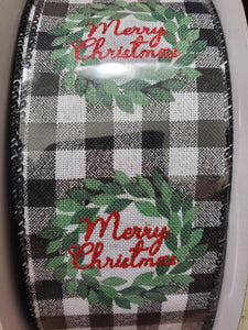 2.5" Black and White Merry Christmas 50 yd Roll