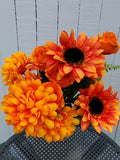 18" Orange Sunflower Ball Mum Bush x12