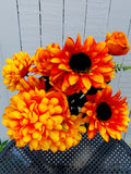 18" Orange Sunflower Ball Mum Bush x12