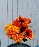 18" Orange Sunflower Ball Mum Bush x12