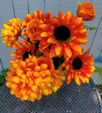 18" Orange Sunflower Ball Mum Bush x12