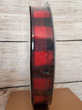 1.5" Black and Red Brushed Flannel 50yd Roll