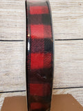 1.5" Black and Red Brushed Flannel 50yd Roll