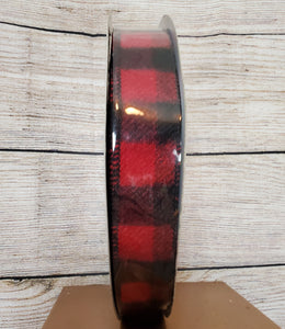 1.5" Black and Red Brushed Flannel 50yd Roll