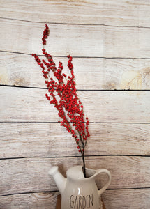 34" Red Berry Stems