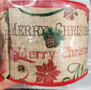 2.5" Wired Merry Christmas 10 yd Ribbon