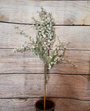 29" Glitter White Berry and Leaf Stem