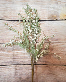 29" Glitter White Berry and Leaf Stem