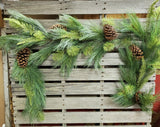 6' Faux Mixed Pine Garlard with Pine Cones