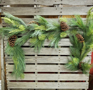 6' Faux Mixed Pine Garlard with Pine Cones