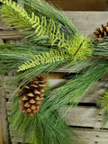 6' Faux Mixed Pine Garlard with Pine Cones