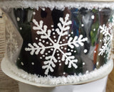 2.5" Black Velvet With White Glitter Snowflake 10 yd Ribbon