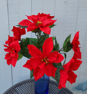 15" Silk Red Poinsettia Bush