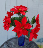 15" Silk Red Poinsettia Bush