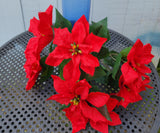 15" Silk Red Poinsettia Bush