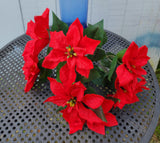 15" Silk Red Poinsettia Bush