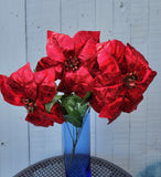 Large Red Metallic Poinsettia Bush